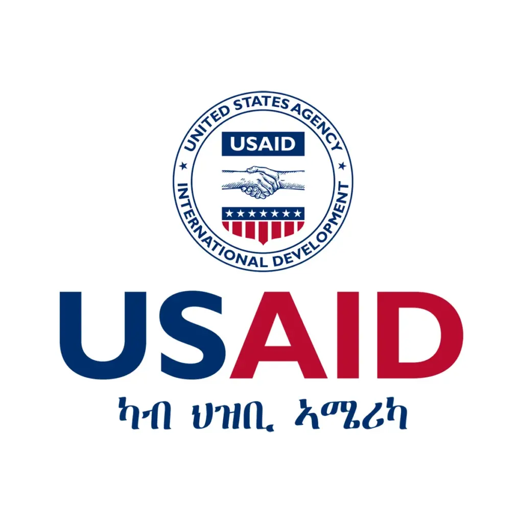 USAID Tigrinya Decal on White Vinyl Material. Full Color