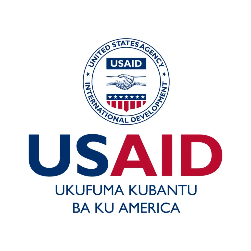 USAID Bemba Decal on White Vinyl Material. Full Color