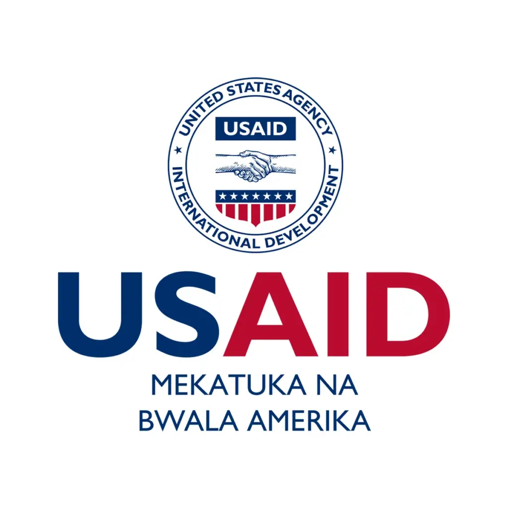 USAID Kikongo Decal on White Vinyl Material - (3"x3"). Full color.