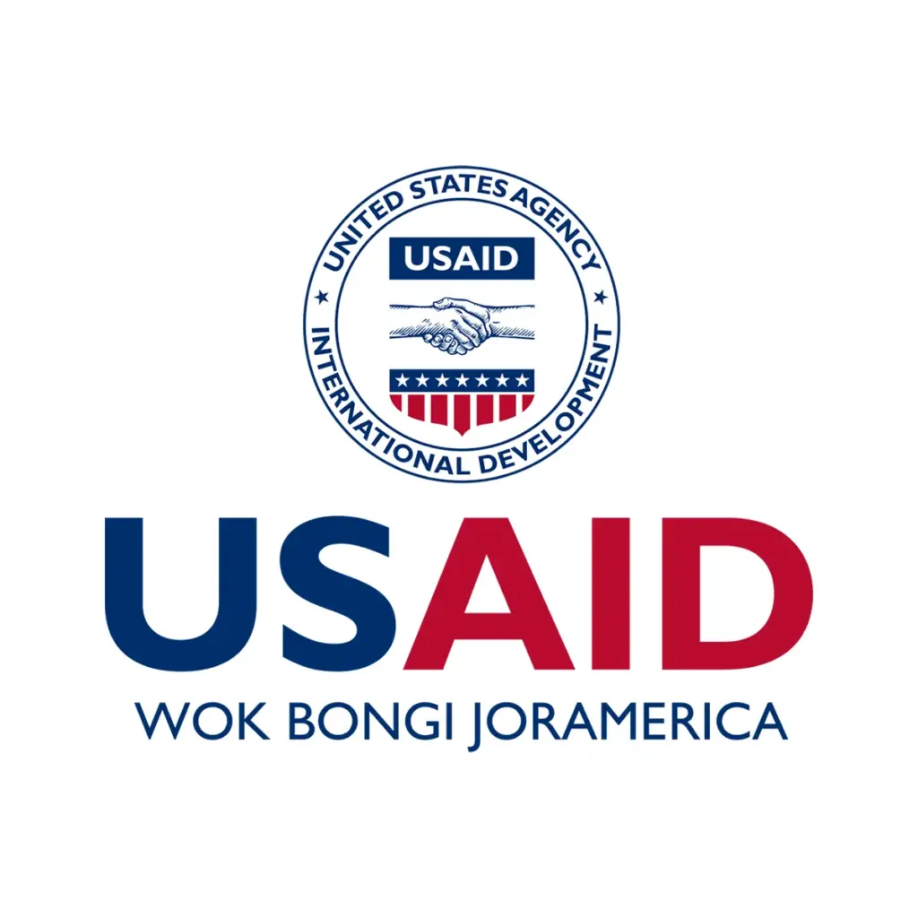 USAID Dhopadhola Decal on White Vinyl Material - (3"x3"). Full color.