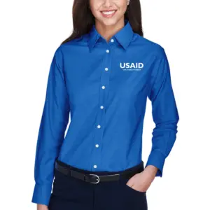 USAID Kusaal Harriton Ladies Long-Sleeve Oxford with Stain-Release