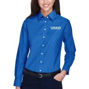 usaid joola harriton ladies long sleeve oxford with stain release