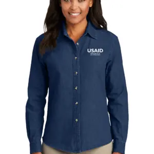 USAID Soninke Port & Company Ladies Long Sleeve Value Denim Shirt