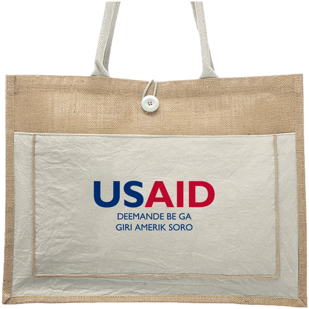 USAID Soninke - Cotton Pocket Jute Tote Bags (17.75"x13.75")