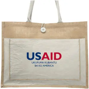 USAID Bemba - Cotton Pocket Jute Tote Bags (17.75"x13.75")