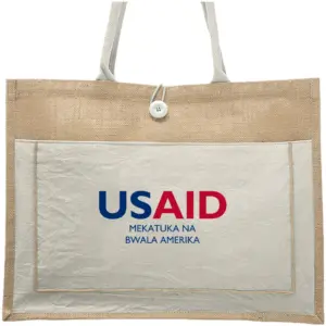 USAID Kikongo - Cotton Pocket Jute Tote Bags (17.75"x13.75")