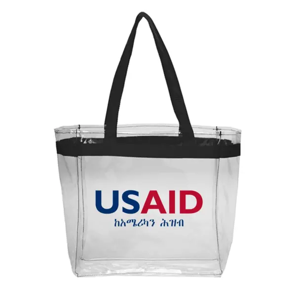 USAID Amharic - Color Handles Clear Plastic Tote Bags