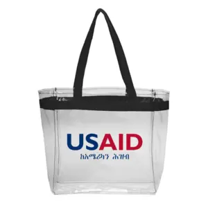 USAID Amharic - Color Handles Clear Plastic Tote Bags