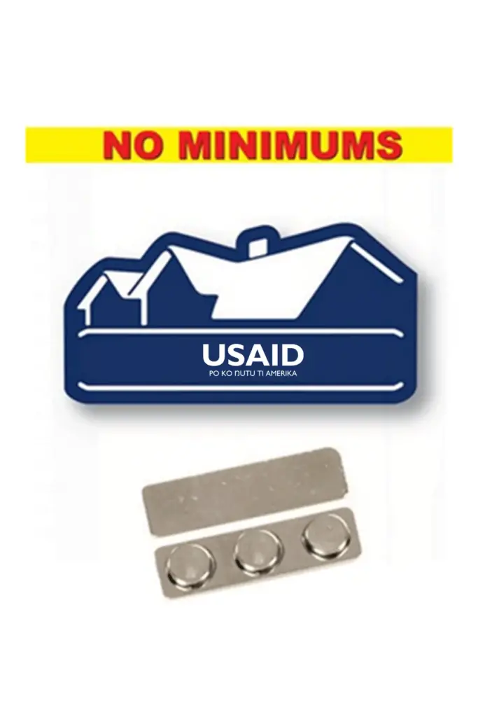 USAID Bari - Name Badge  Custom Shape Navy Blue Plastic