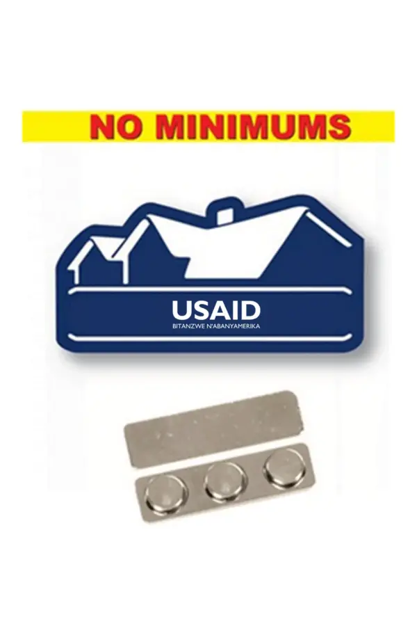 USAID Kirundi - Name Badge  Custom Shape Navy Blue Plastic