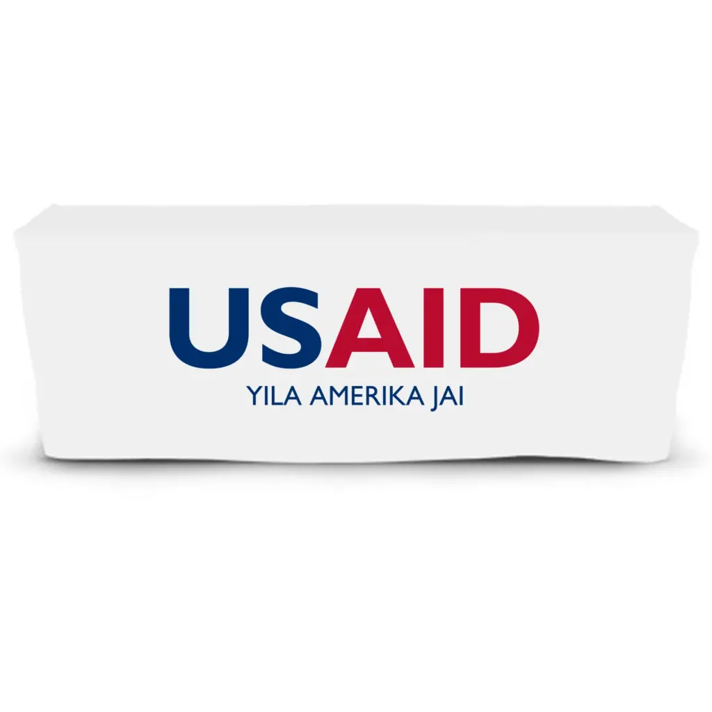 USAID Wala - 6' Fitted Dye Sub Tablecloth  White