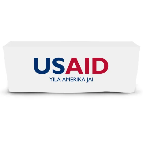 USAID Wala - 6' Fitted Dye Sub Tablecloth  White