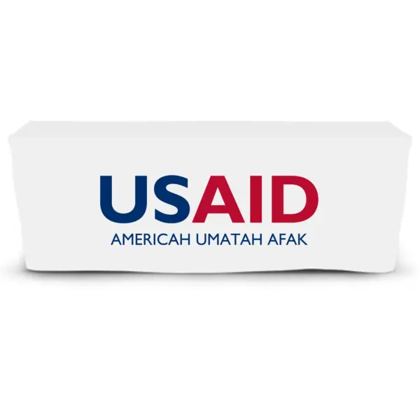 USAID Afar - 6' Fitted Dye Sub Tablecloth  White