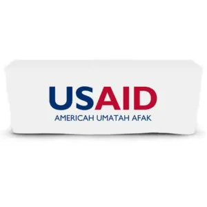 USAID Afar - 6' Fitted Dye Sub Tablecloth  White