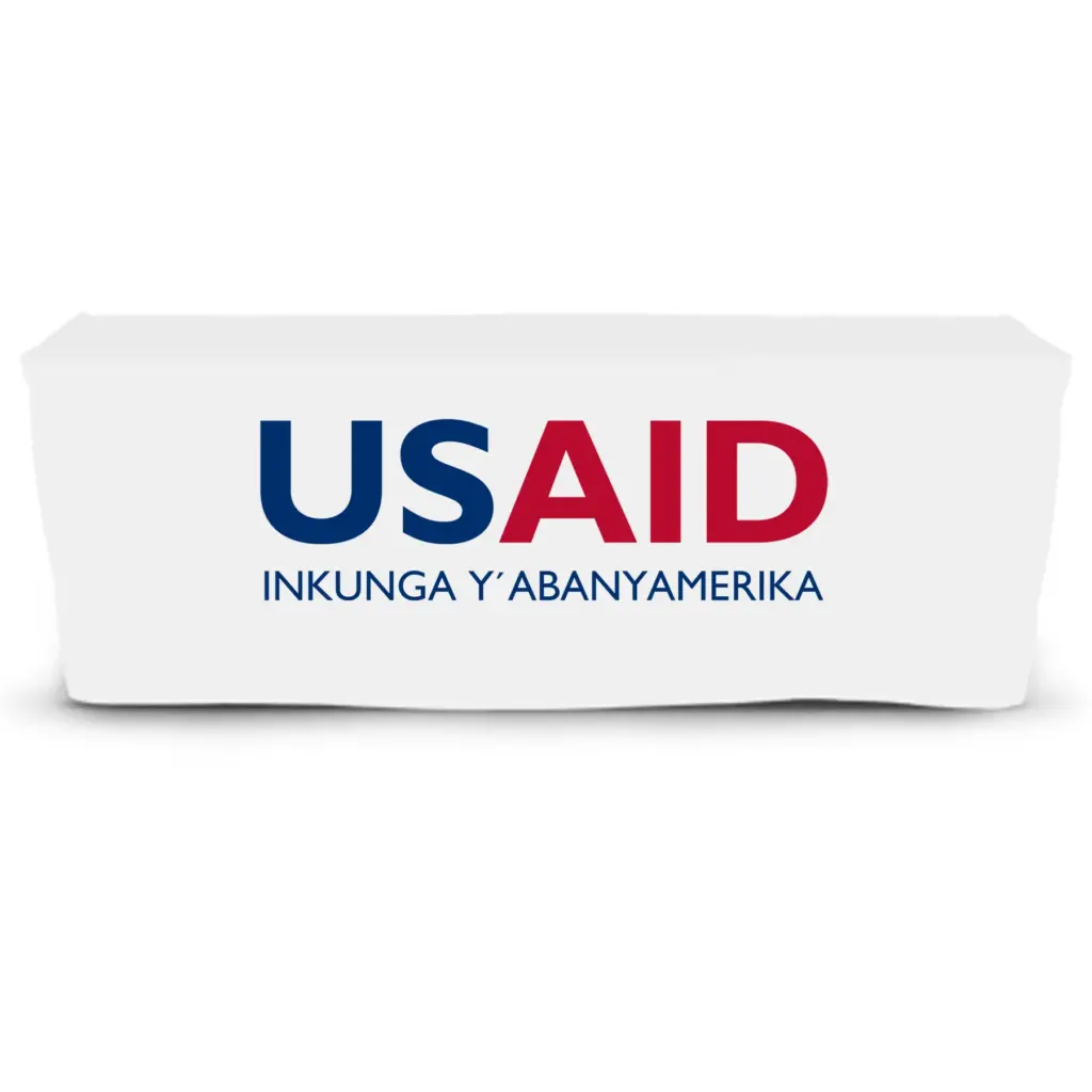 USAID Kinywarwanda - 6' Fitted Dye Sub Tablecloth  White