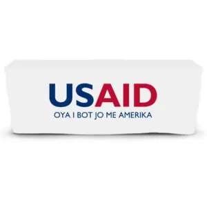 USAID Langi - 6' Fitted Dye Sub Tablecloth  White