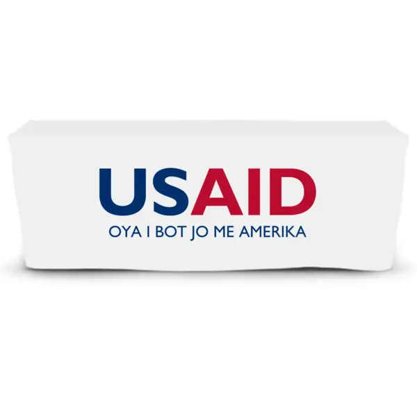 USAID Langi - 6' Fitted Dye Sub Tablecloth  White