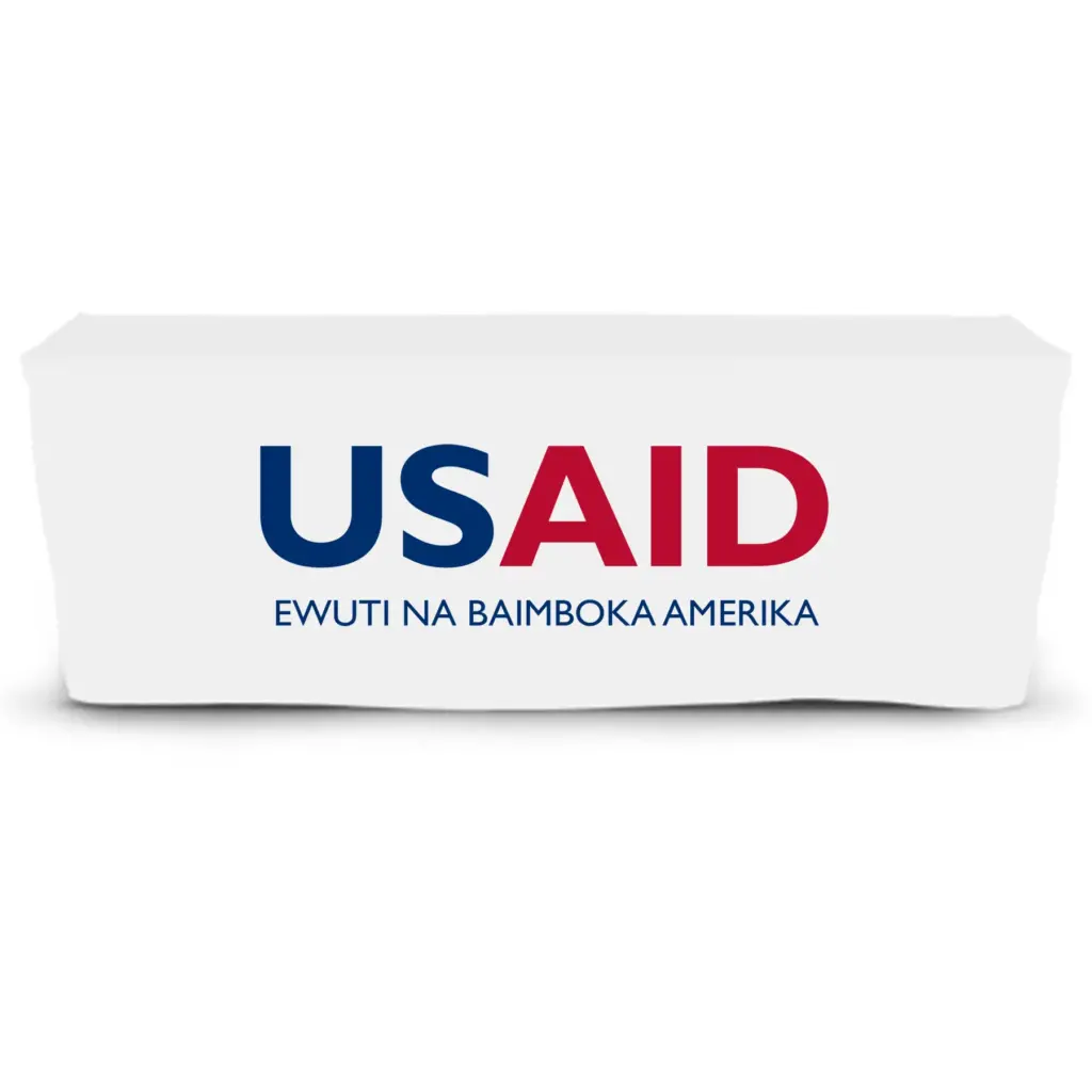 USAID Lingala - 6' Fitted Dye Sub Tablecloth  White