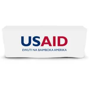 USAID Lingala - 6' Fitted Dye Sub Tablecloth  White