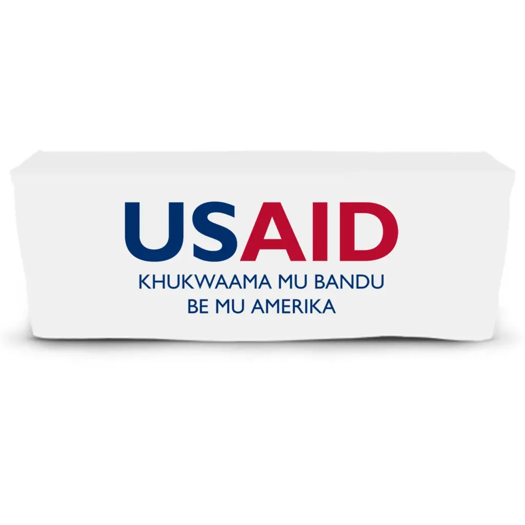 USAID Lugisu - 6' Fitted Dye Sub Tablecloth  White