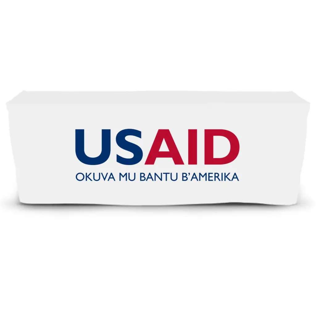 USAID Lusoga - 6' Fitted Dye Sub Tablecloth  White