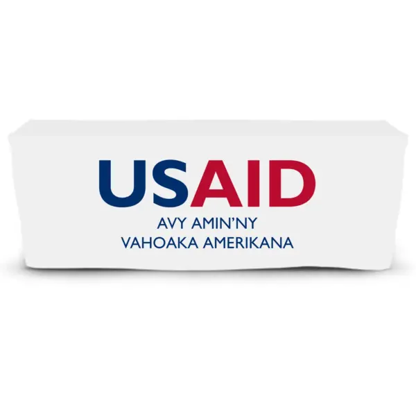 USAID Malagasy - 6' Fitted Dye Sub Tablecloth  White