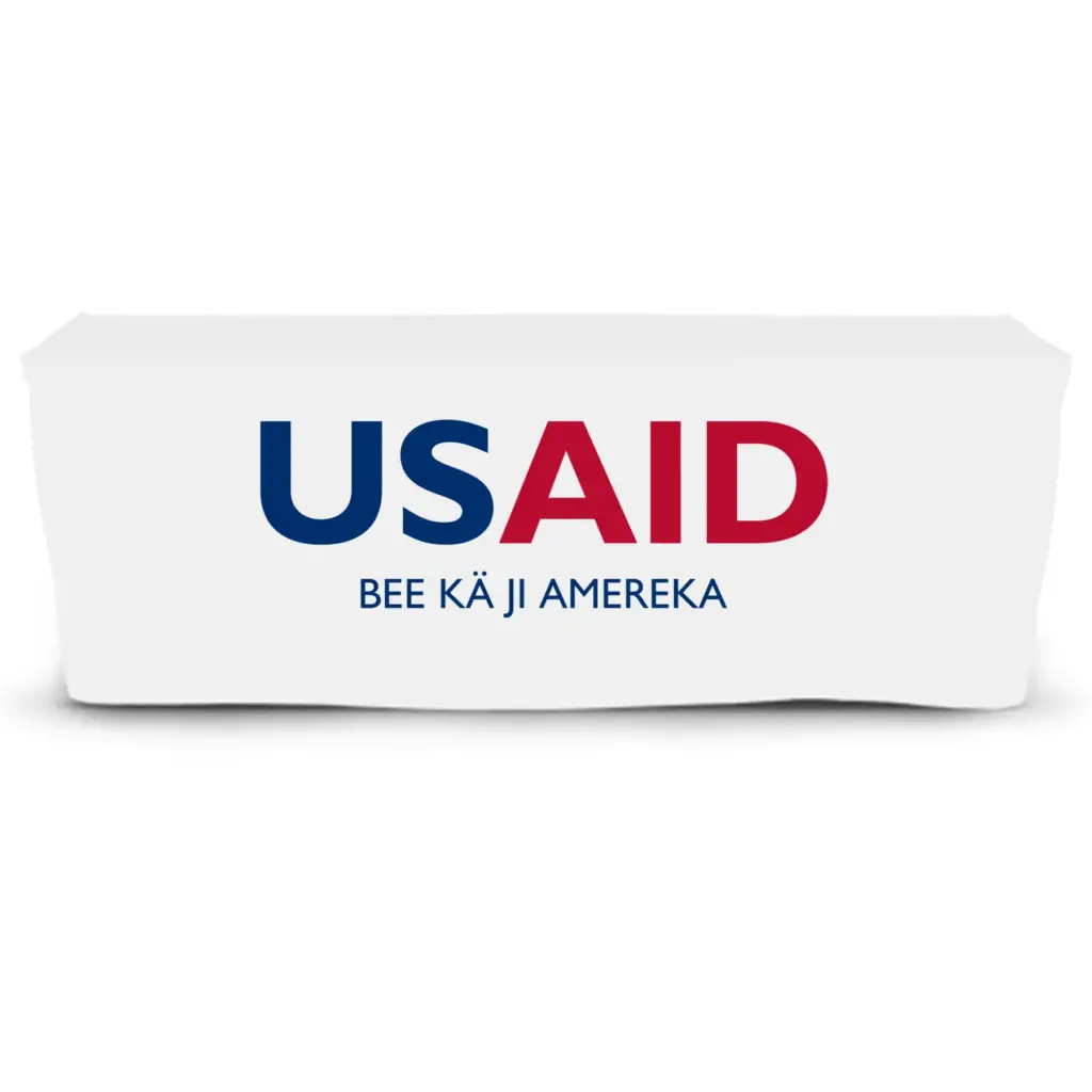 USAID Nuer - 6' Fitted Dye Sub Tablecloth  White