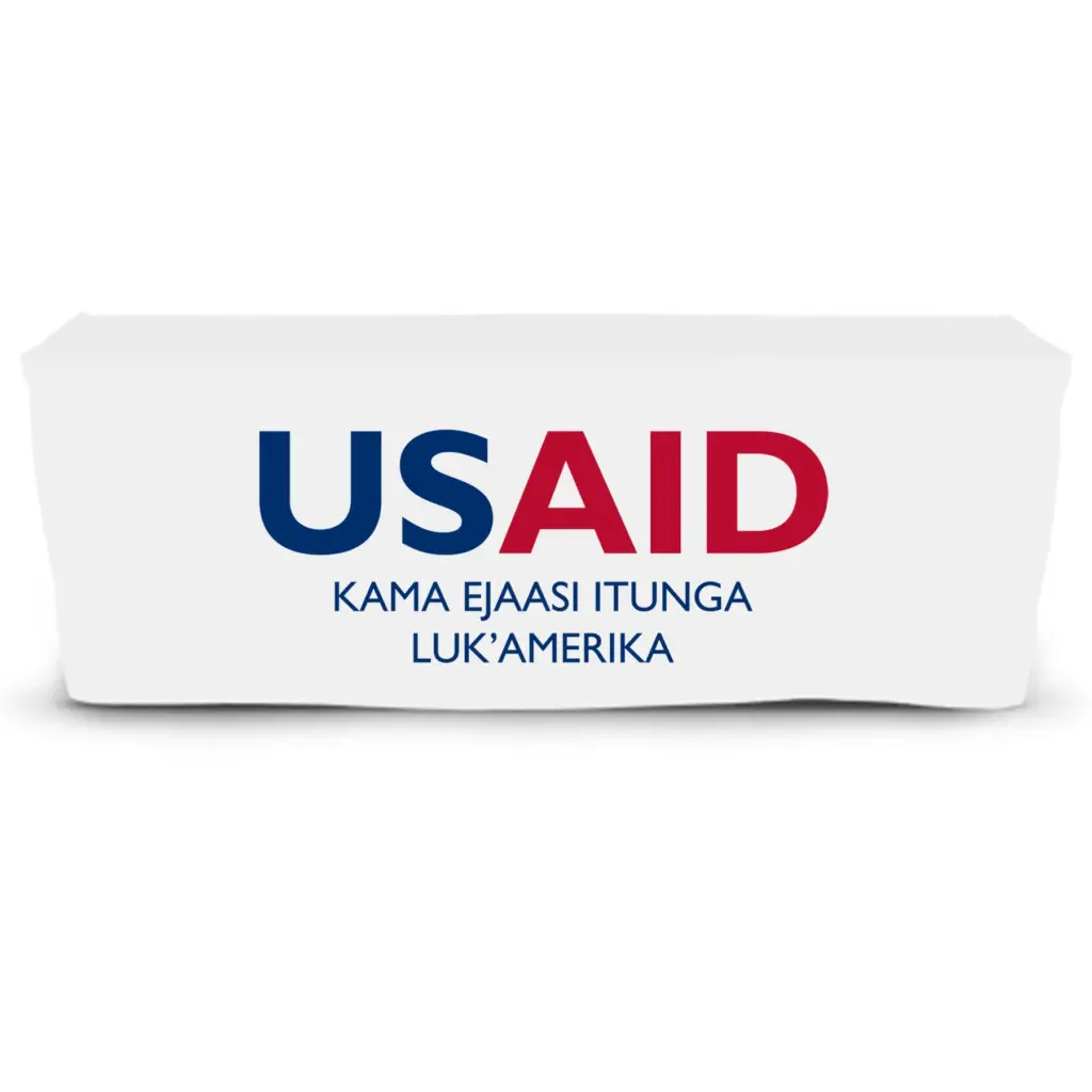 USAID Ateso - 6' Fitted Dye Sub Tablecloth  White