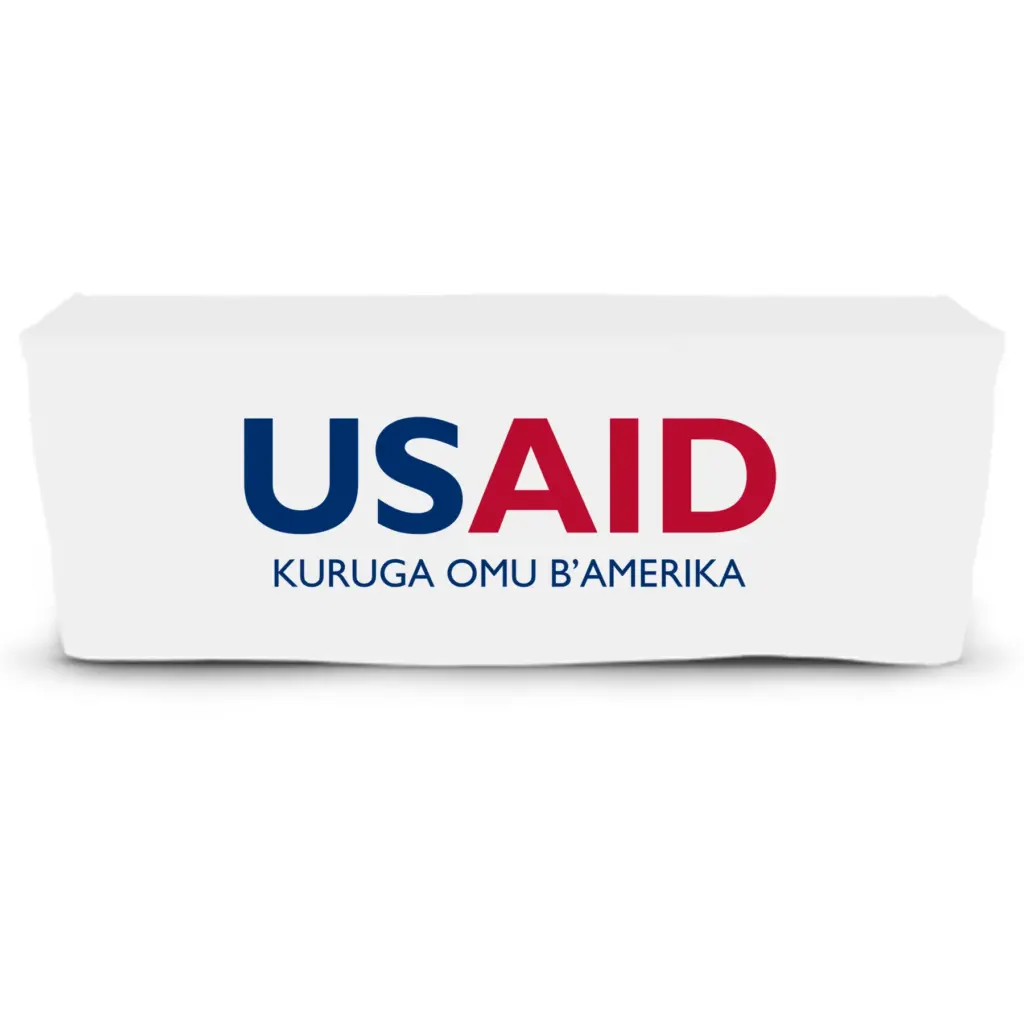 USAID Runyankole - 6' Fitted Dye Sub Tablecloth  White