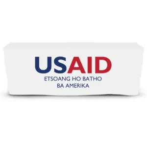 USAID Sesotho - 6' Fitted Dye Sub Tablecloth  White