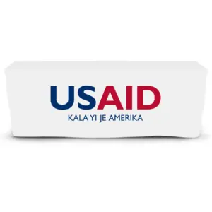 USAID Shilluk - 6' Fitted Dye Sub Tablecloth  White