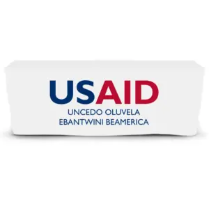USAID Sindebele - 6' Fitted Dye Sub Tablecloth  White