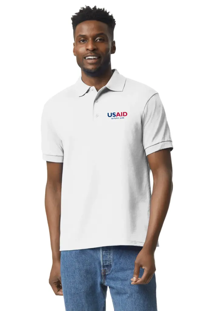 USAID Amharic - Gildan 5.6oz 50/50 Moisture Wicking Ctn/Poly Polo Shirt Min 12pcs