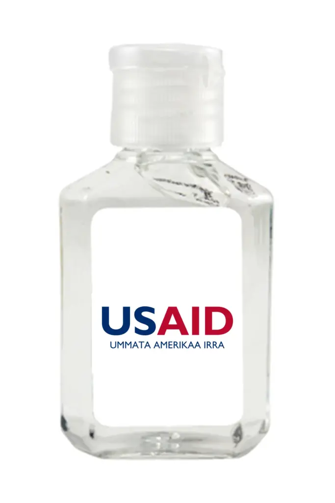 USAID Oromiffa - Antibacterial Hand Sanitizer Gel on White Label