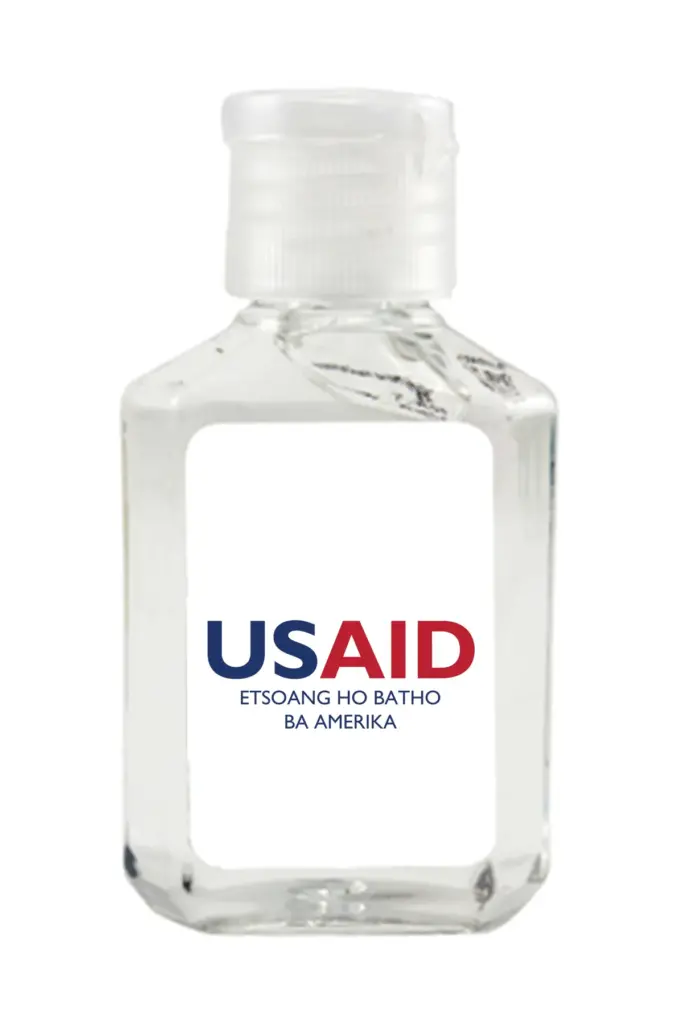 USAID Sesotho - Antibacterial Hand Sanitizer Gel on White Label