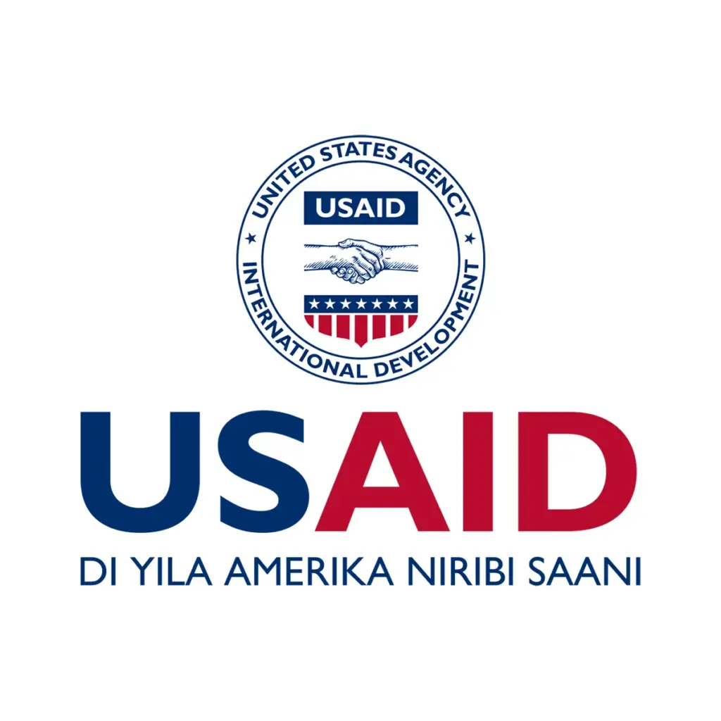 USAID Dagbani Decal on White Vinyl Material - (6"x6"). Full Color.