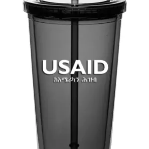USAID Amharic - 20 Oz. Double Wall Acrylic Bottles w/Straws