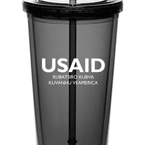 USAID Chishona - 20 Oz. Double Wall Acrylic Bottles w/Straws