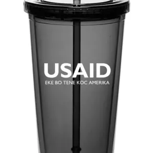USAID Dinka - 20 Oz. Double Wall Acrylic Bottles w/Straws