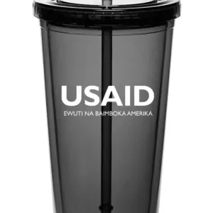 USAID Lingala - 20 Oz. Double Wall Acrylic Bottles w/Straws