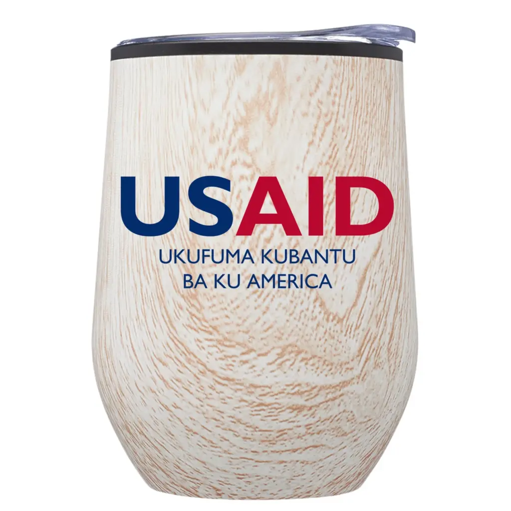 USAID Bemba - 12 Oz. Palmera Stemless Wine Tumbler w/Lid