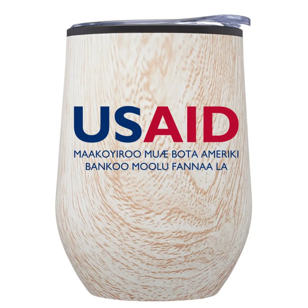 USAID Mandinka - 12 Oz. Palmera Stemless Wine Tumbler w/Lid
