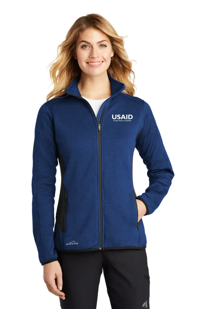 USAID Bari Eddie Bauer Ladies Full-Zip Heather Stretch Fleece Jacket