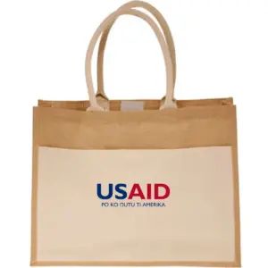 USAID Bari - Canvas Pocket Jute Tote Bags (17.75"x13.75")