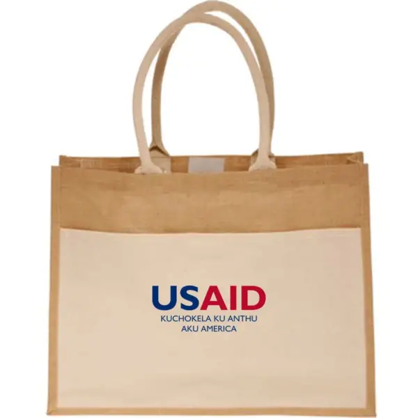 USAID Nyanja - Canvas Pocket Jute Tote Bags (17.75"x13.75")
