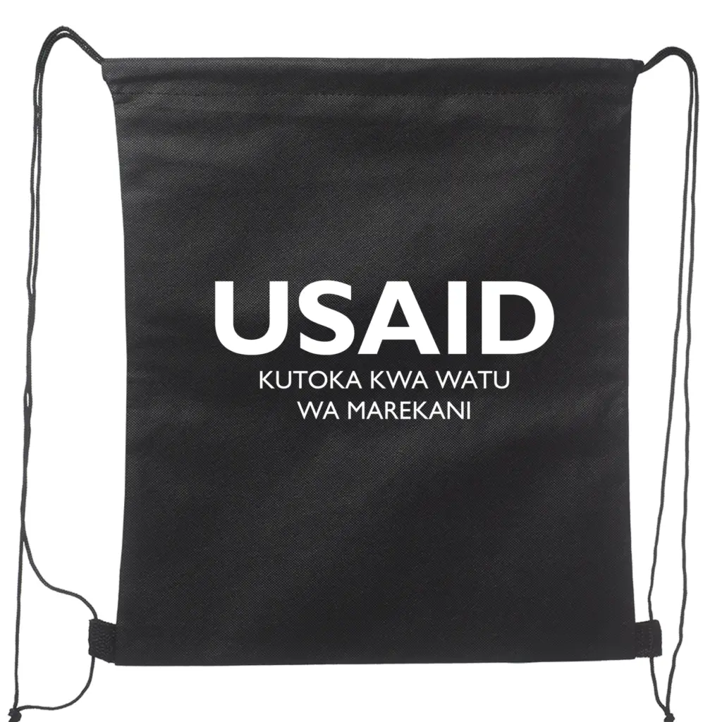 USAID Swahili - Non-Woven Drawstring Backpacks (14.5"x17.5")
