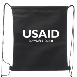 USAID Amharic - Non-Woven Drawstring Backpacks (14.5"x17.5")