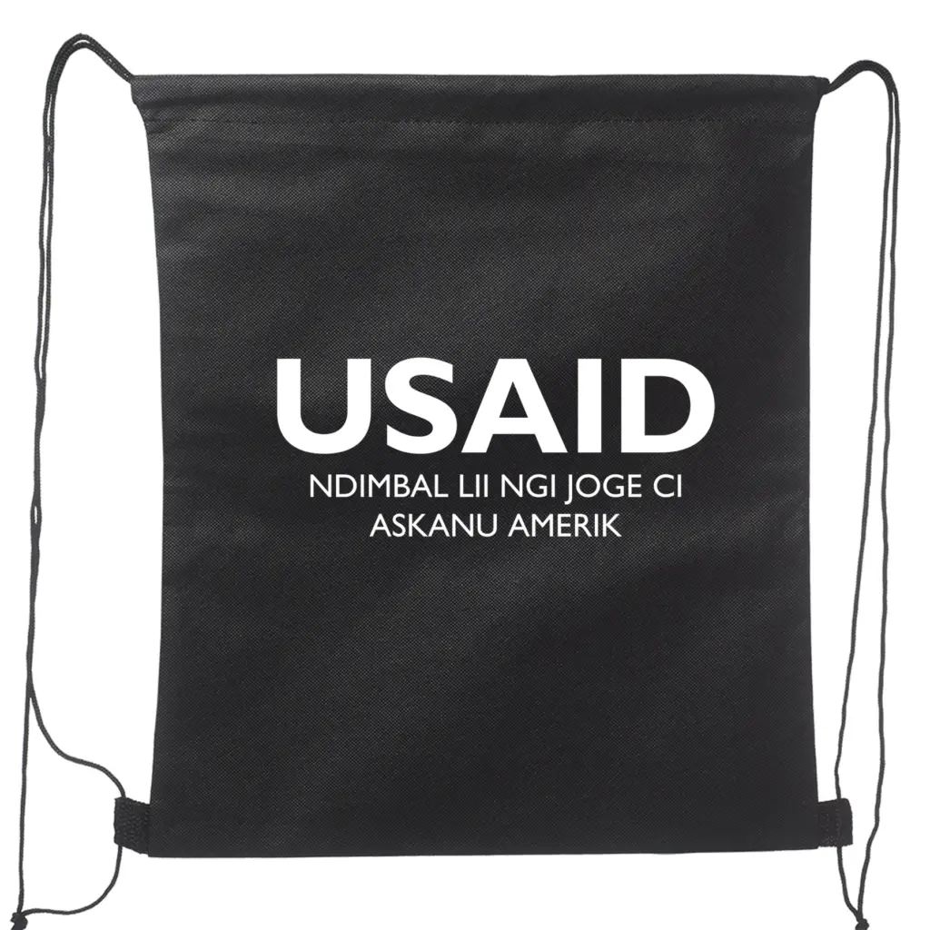 USAID Wolof - Non-Woven Drawstring Backpacks (14.5"x17.5")