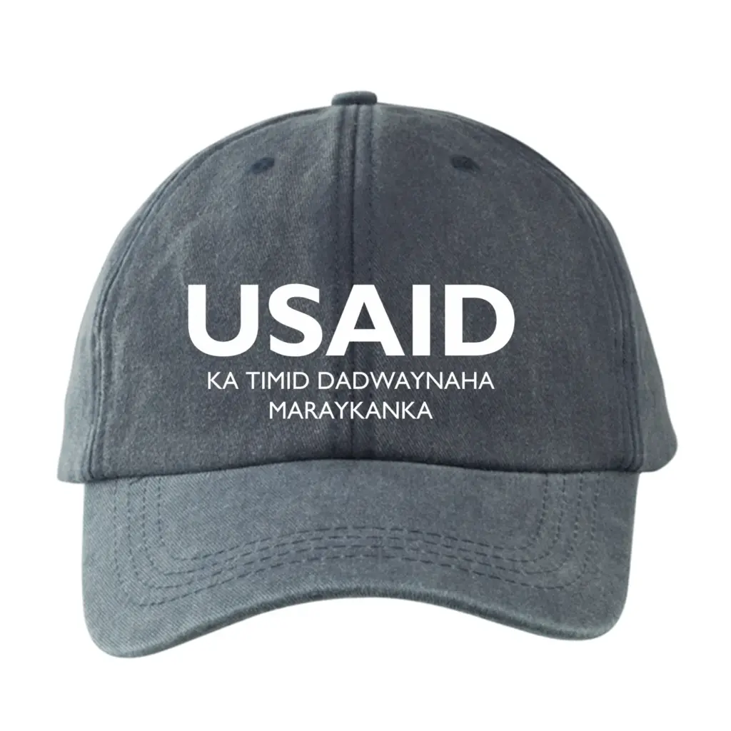 USAID Somali - Embroidered Lynx Washed Cotton Baseball Caps (Min 12 pcs)