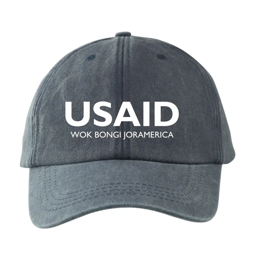 USAID Dhopadhola - Embroidered Lynx Washed Cotton Baseball Caps (Min 12 pcs)